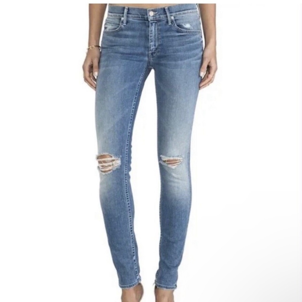 MOTHER The Muse in Wild Thing Jeans Size 26 Blue Distressed